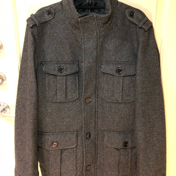 Express Gray/Black Wool Military style Peacoat - Picture 3 of 8